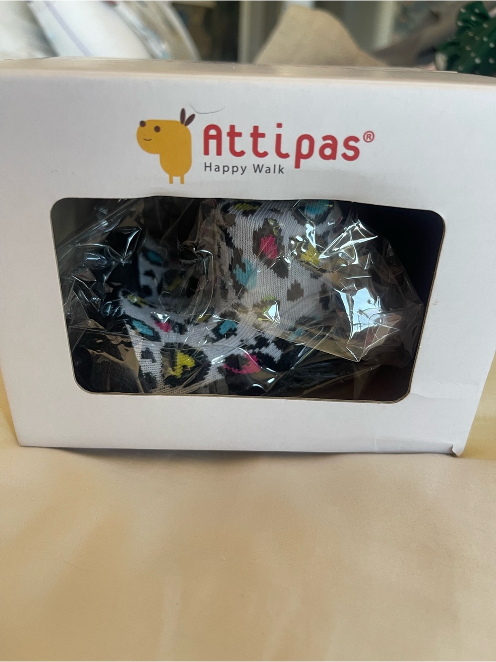 Attipas Happy Walk Kids Leopard Print Sock Shoes Made in Japan NEW